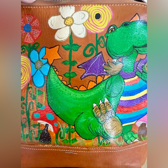 Shinola Detroit Mini Zip Backpack with hand painted dragon theme - Picture 11 of 12